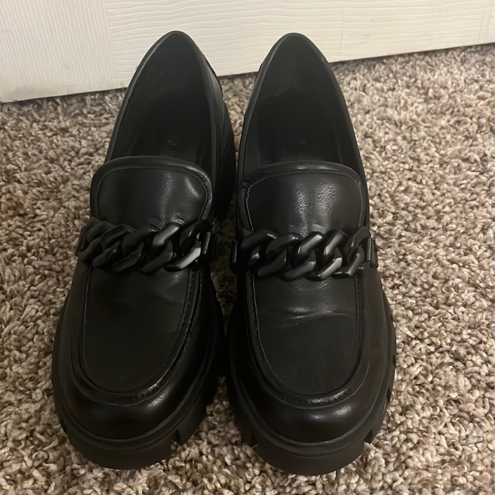 Steve Madden madden girl black hoxtonn platform loafer  size 8.5